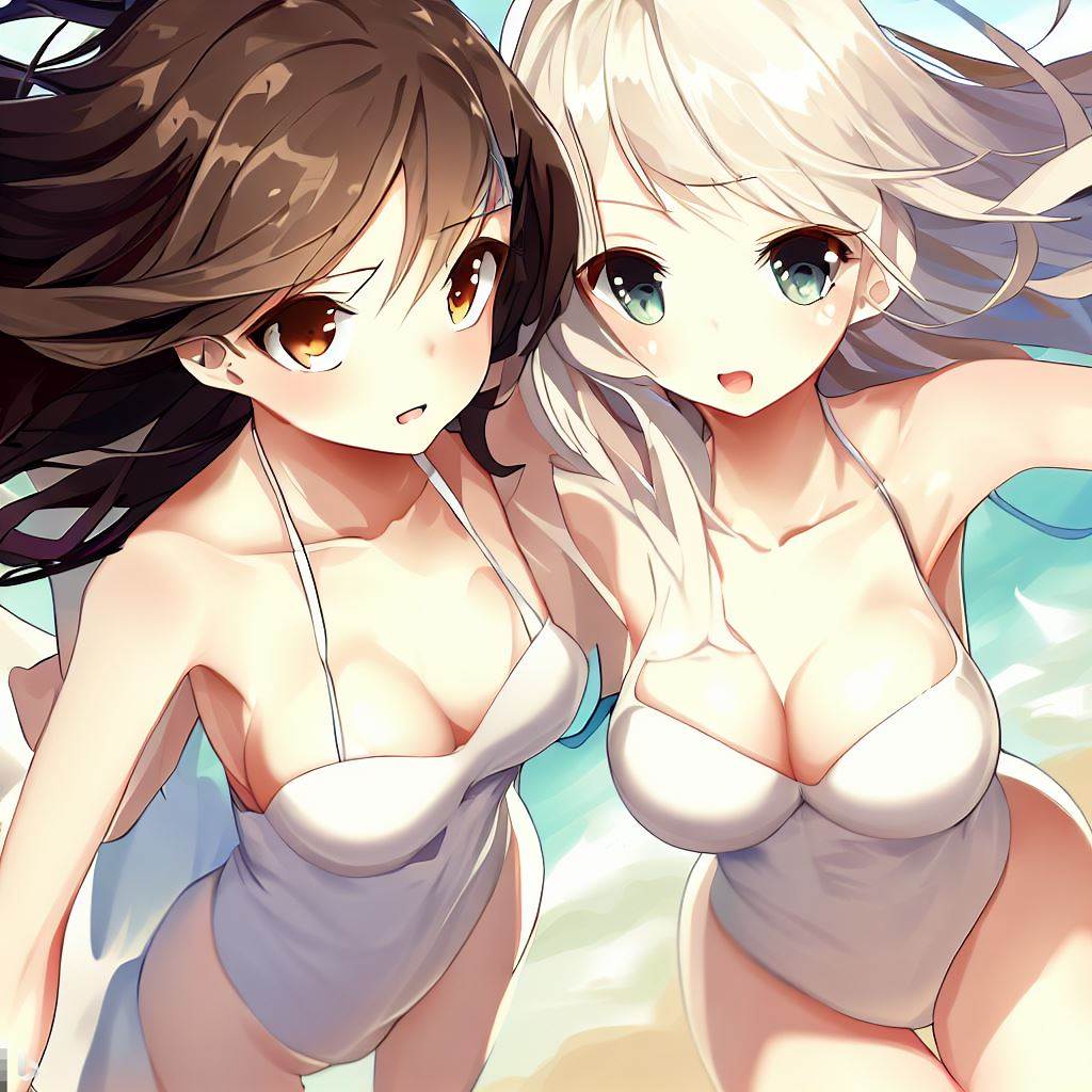 海で遊ぶ水着の女の子たち4