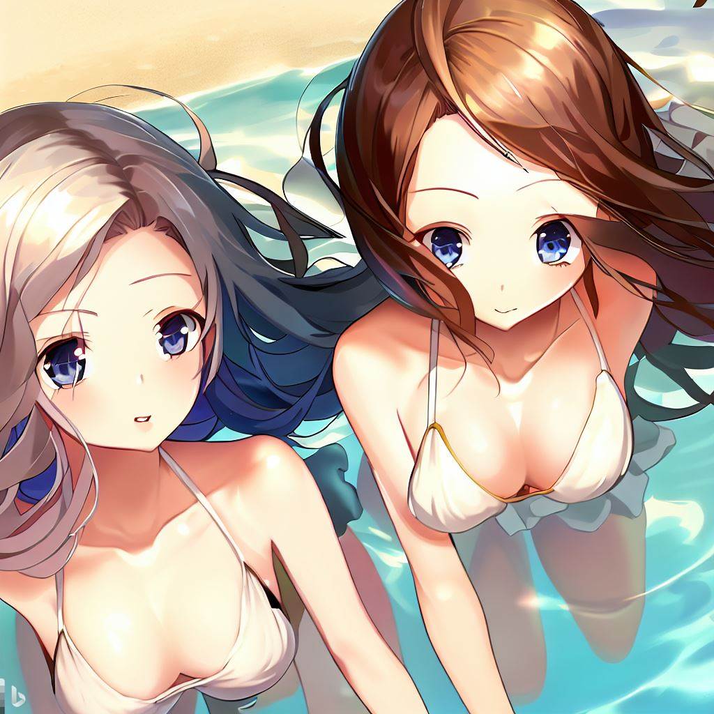 海で遊ぶ水着の女の子たち8