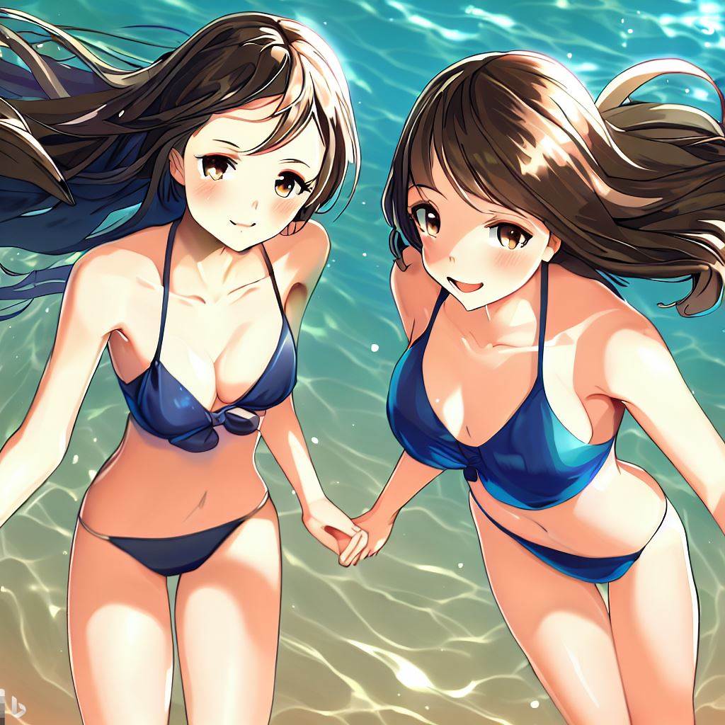 海で遊ぶ水着の女の子たち14