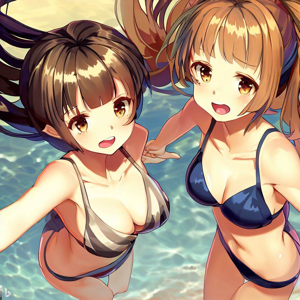 海で遊ぶ水着の女の子たち16