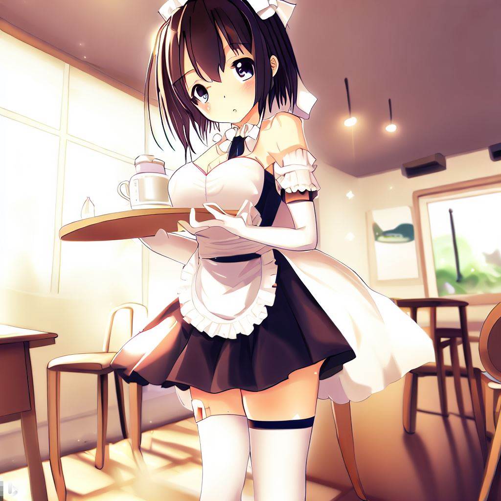 テーブルにコーヒーを置くメイド服の女の子4
