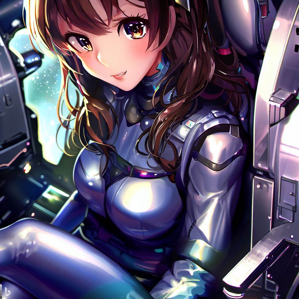 操縦席に座るパイロットスーツの女の子1