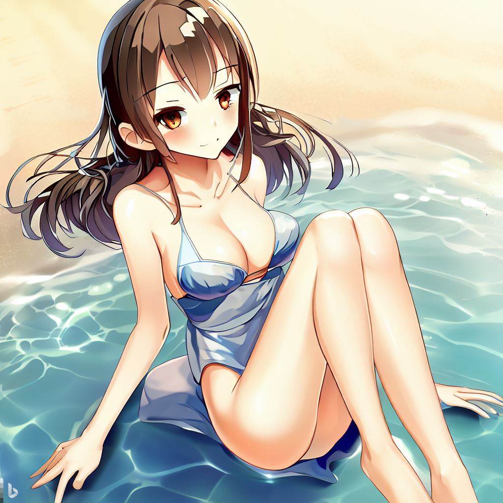 渚に座る水着の女の子3