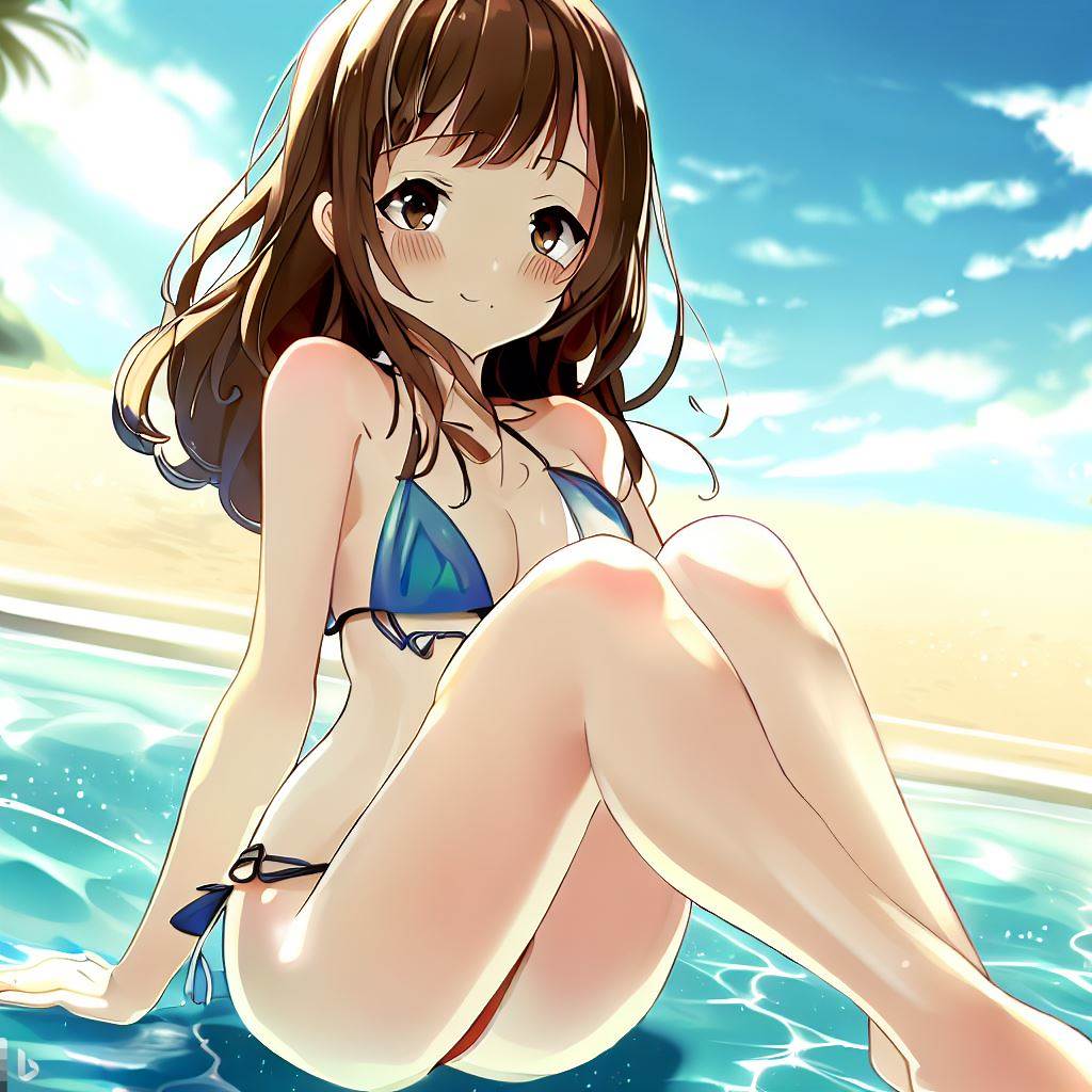 渚に座る水着の女の子4