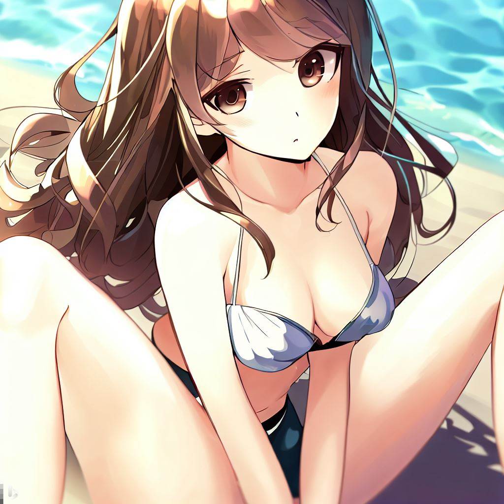 渚に座る水着の女の子15