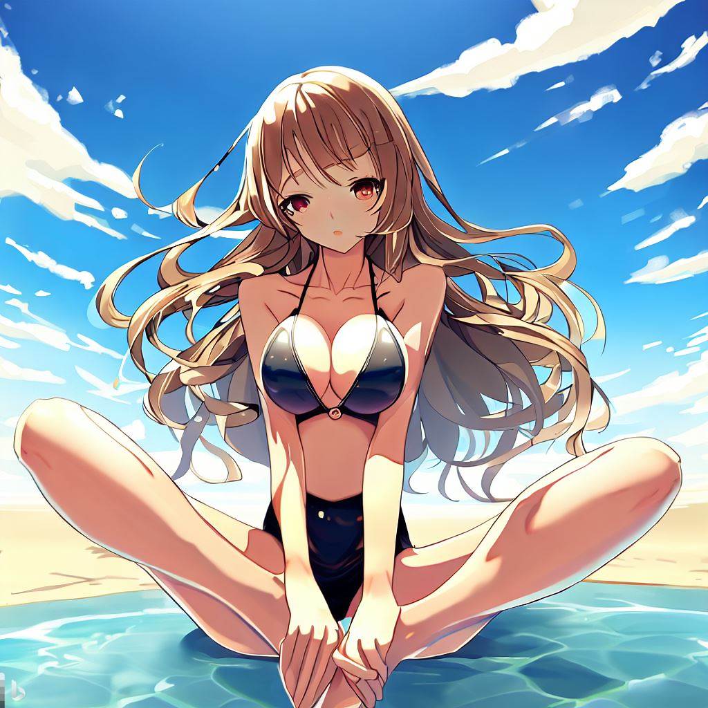 渚に座る水着の女の子20