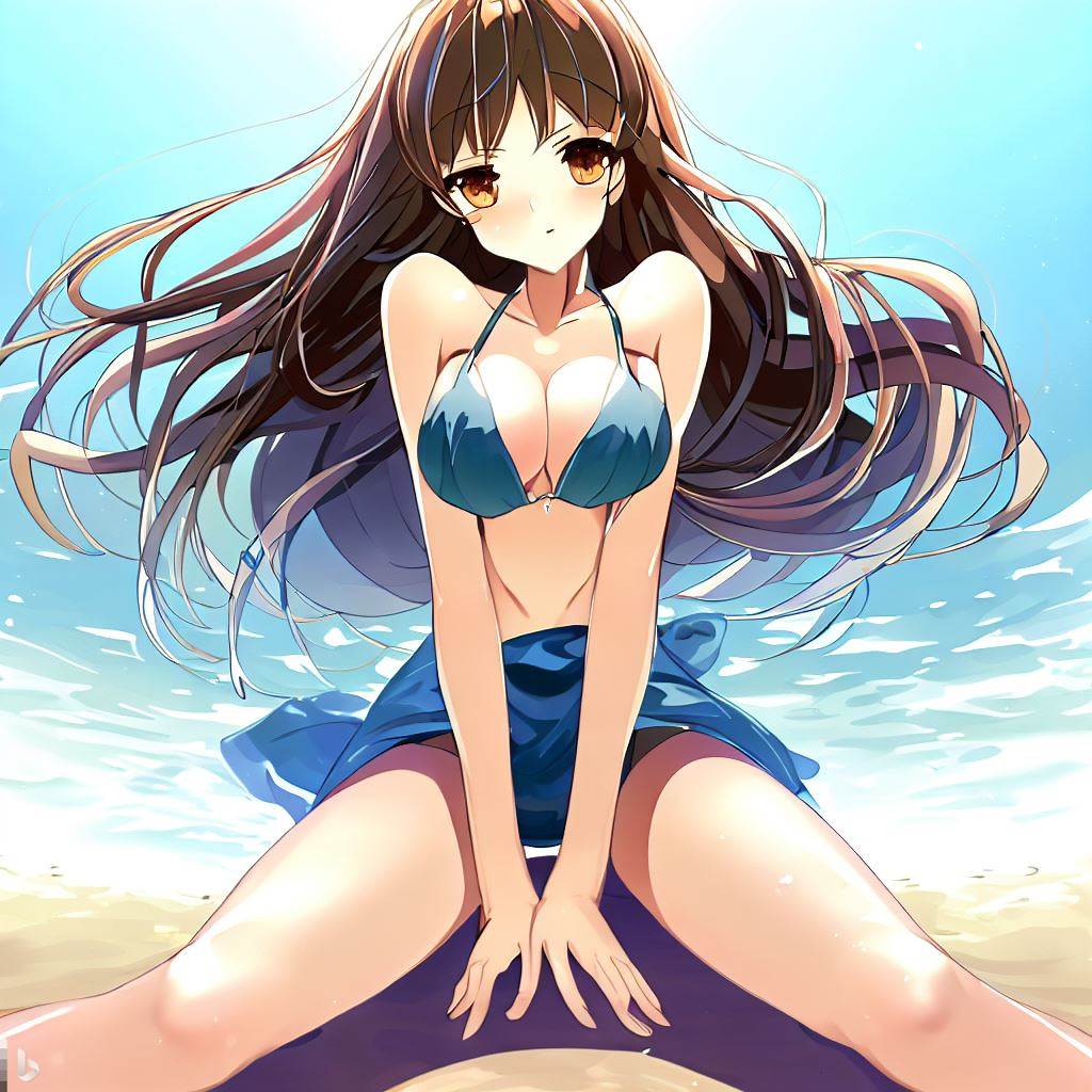 渚に座る水着の女の子22