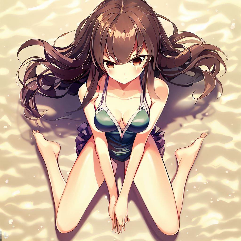 渚に座る水着の女の子25