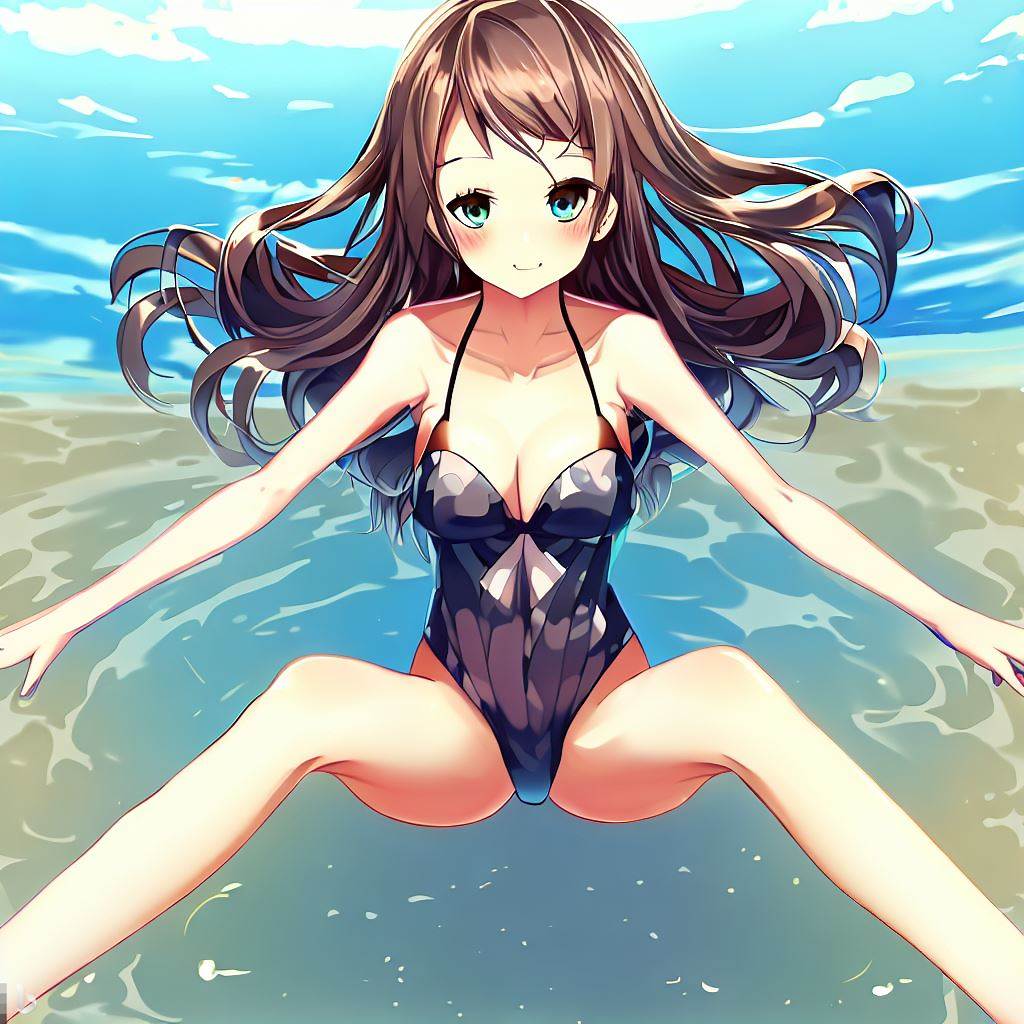 渚に座る水着の女の子26