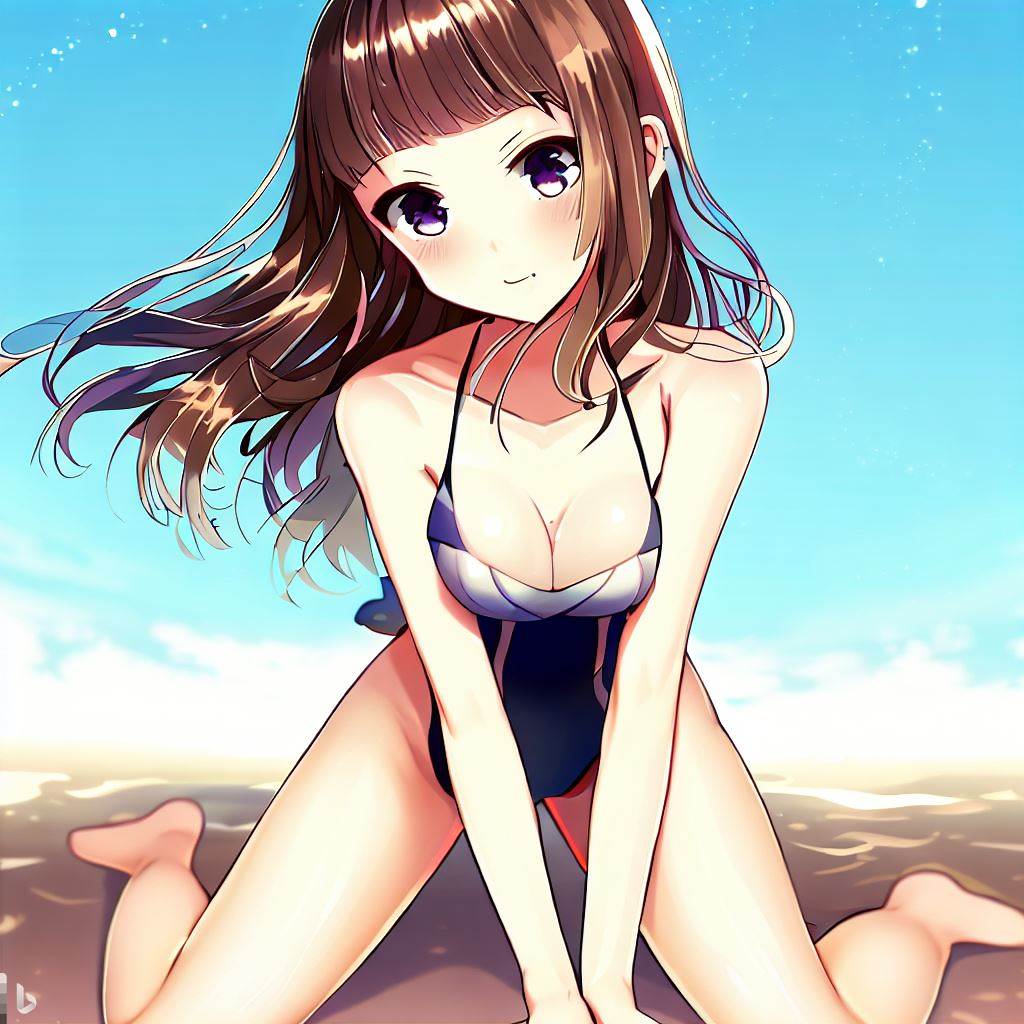 渚に座る水着の女の子27