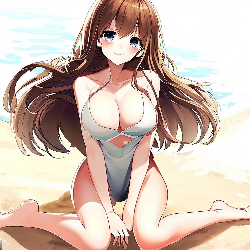 渚に座る水着の女の子28