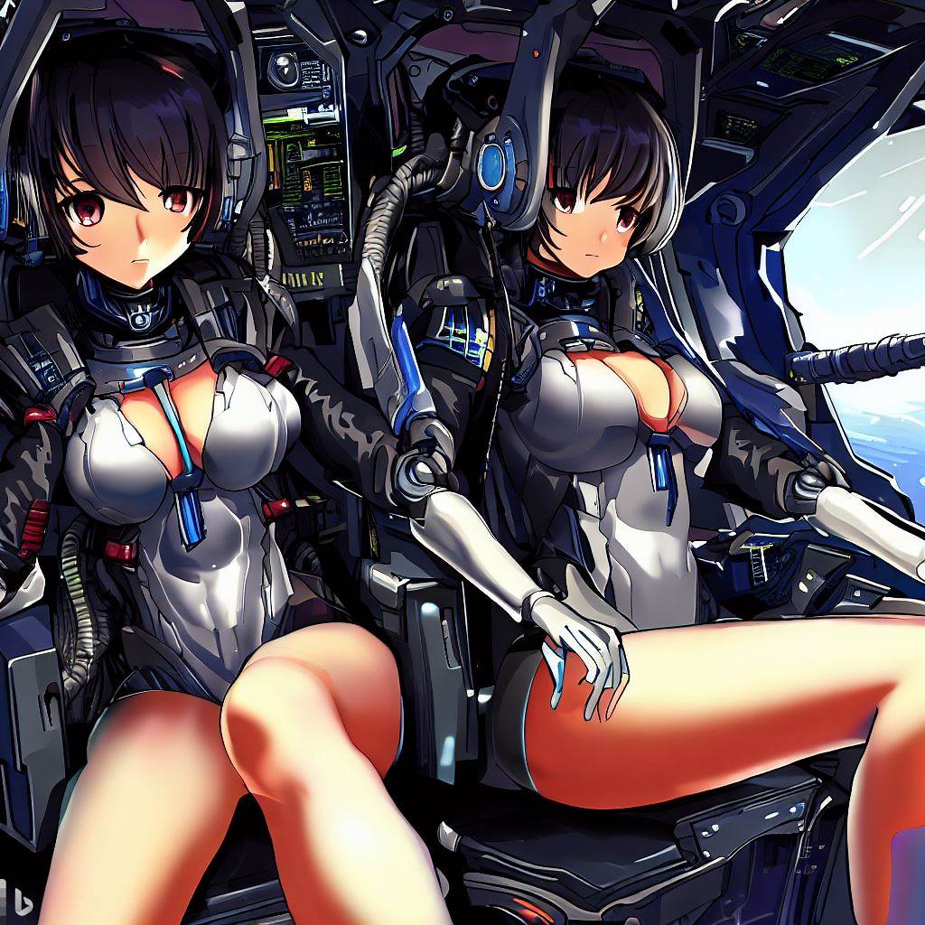 複座ロボットに搭乗する二人のパイロットスーツの女の子2